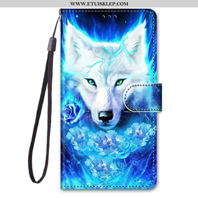 Etui Folio do Samsung Galaxy M53 5G z Łańcuch Smycz Wilk